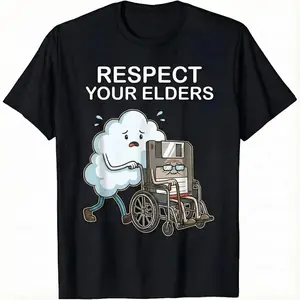 Respect Your Elders Tech Tee - Funny Cloud Storage Floppy Disk T-Shirt - Perfect Gift for Gamers & IT Pros - Vintage Computing Humor - Soft Cotton Graphic Shirt