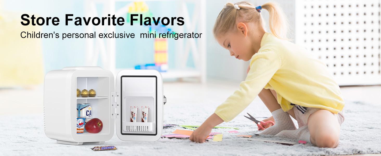 CROWNFUL Mini Fridge, 4 Liter/6 Can Portable Cooler and Warmer Personal Refrigerator for Skin Care, Cosmetics, Beverage, Food,Great for Bedroom, Office, Car, Dorm, ETL Listed (White)