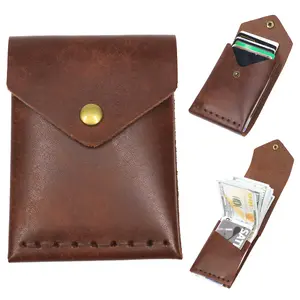 Leather Wallet for Men and Women - Slim Card Holder - Handmade Minimalist Front Pocket Wallet - Flap Cash Wallet - Full Grain Leather