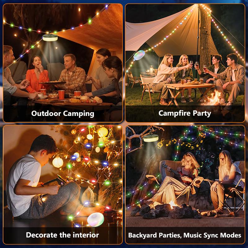 IMOLI Wireless Speaker Camping Lights with RGB 7 Lighting Modes for Awn Tent Yard Garden Hiking Travel Decoration and Holiday Christmas Gift