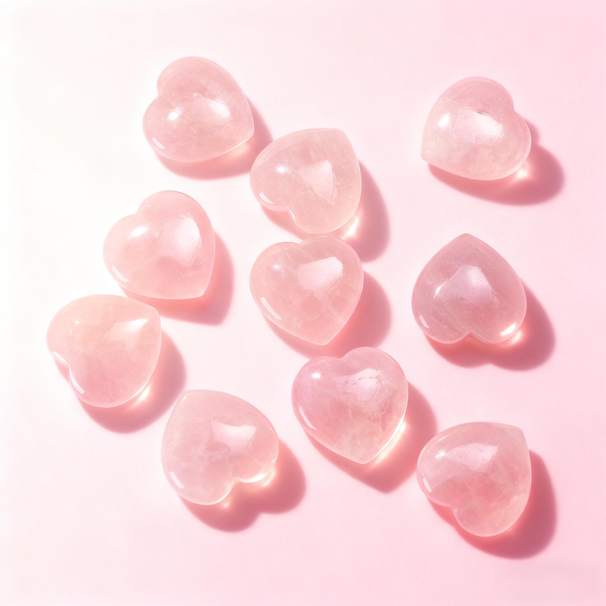 10 PCS Rose Quartz Heart Crystals Thumb Worry Stone for Anxiety Healing Cute Mini Pocket Stones Energy Balancing Meditation Pink Heart Gifts for Mother Women 10 PCS Rose Quartz Heart Crystals Thumb Worry Stone for Anxiety Healing Cute Mini Pocket Stones Energy Balancing Meditation Pink Heart Gifts for Mother Women