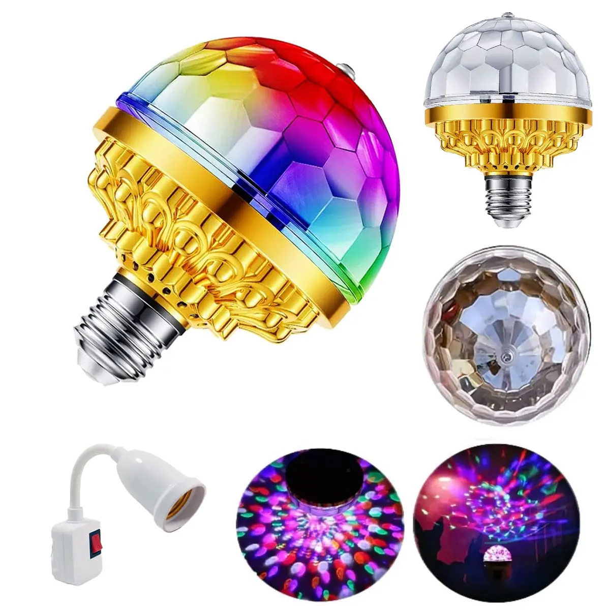 Super Bright LED Rotating Ball Light - Plug-In RGB Multi Color Strobe Light with RGB LED Effects, Ideal for Family Parties, Festive Decor (Disco Vibes for Bars, Karaoke), Colorful Strobe