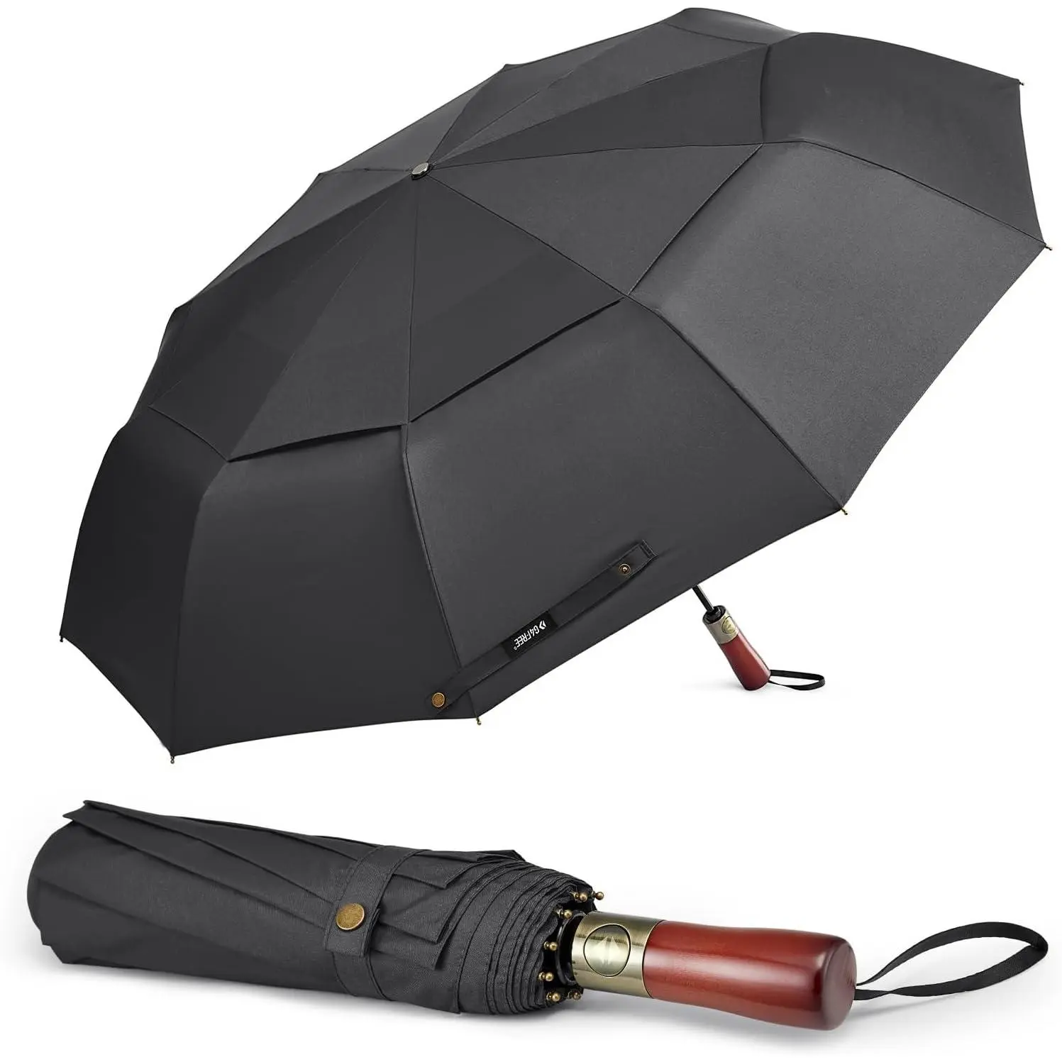 54 Inch Large Compact Windproof Golf Umbrella for Rain Oversized Auto Open Close Folding Travel 10 Ribs Vented Double Canopy Umbrella for Women Men