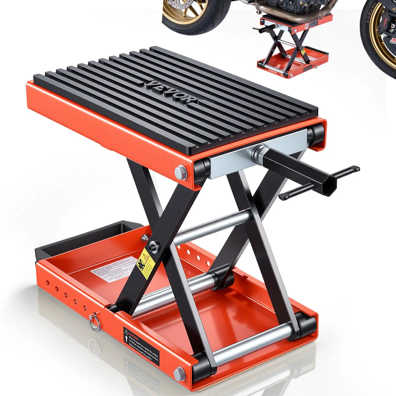 【Summerfinds】VEVOR Motorcycle Lift1500 lbs Motorcycle Scissor Lift Jack with Wide Deck & Lock Pin4.13"-13.77" Center Hoist Crank StandSteel Scissor Jack for Street BikesCruiser BikesTouring Motorcycles