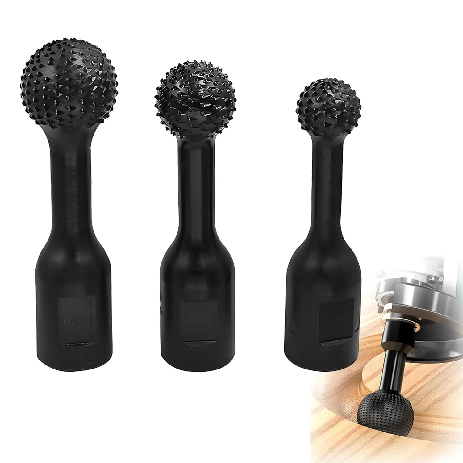3PCS Ball Gouge Multitool Attachment - Heavy-Duty Steel Spherical Grinding Head with Abrasive Teeth, 360° Sphere Rotary Burr, Enhances Cutting Speed for Wood Carving, Bowl Crafting (Tools & Hardware Accessory)