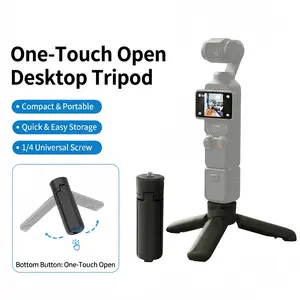 Auto-Open Mini Tripod for DJI Osmo Pocket 3 & Xtra Muse– Vlog Grip & Desktop Stand with 1/4" Screw, Tabletop Selfie Stick for Insta360 X5/X4/X3, DJI Action 6/5 Pro/4 &Xtra Edge Action Camera, Phone Camera Accessories