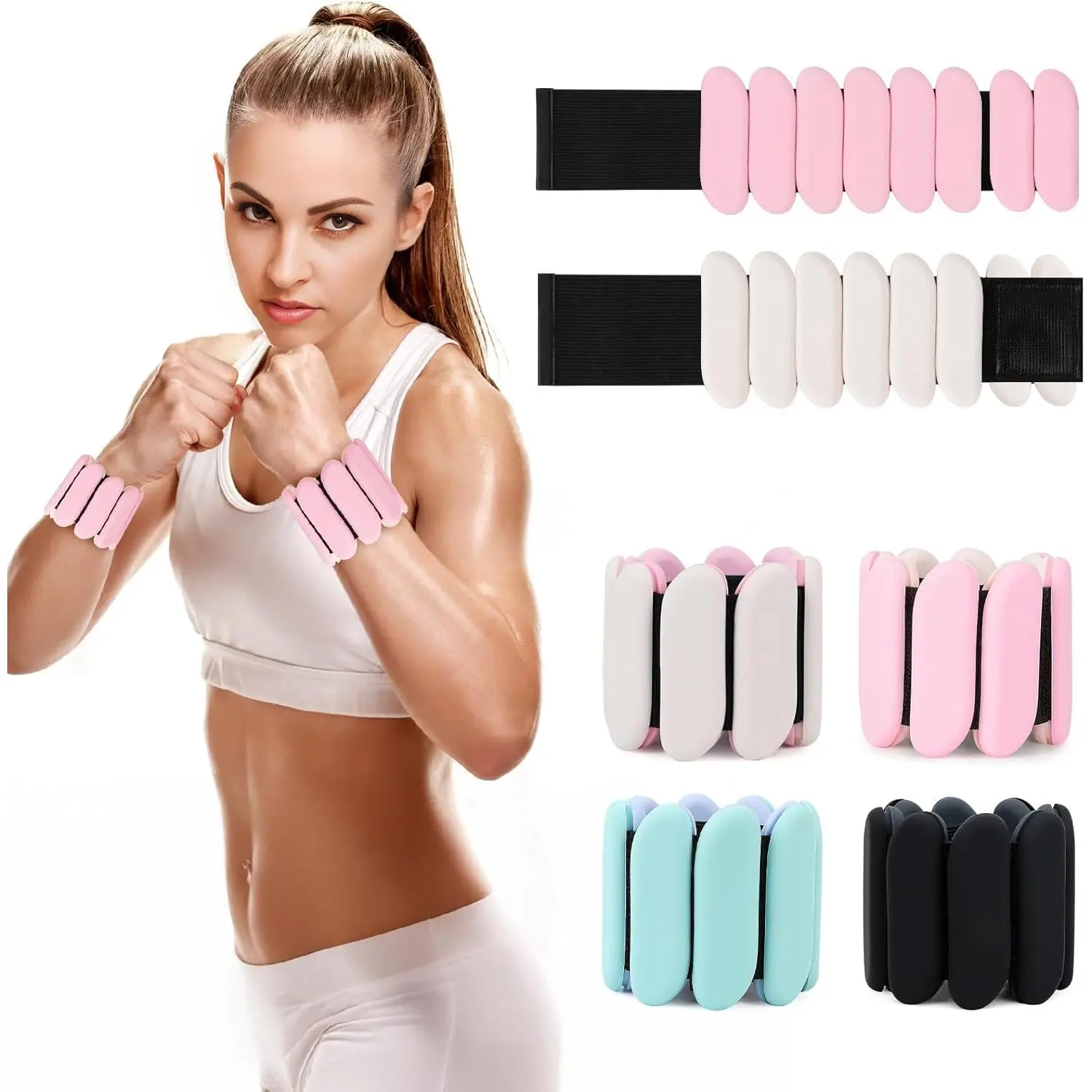 HahZen SPORT Adjustable Wrist & Ankle Weight Bracelets - 2-Count, 2lb, Fitness for Everyone, Ideal for Walking, Yoga