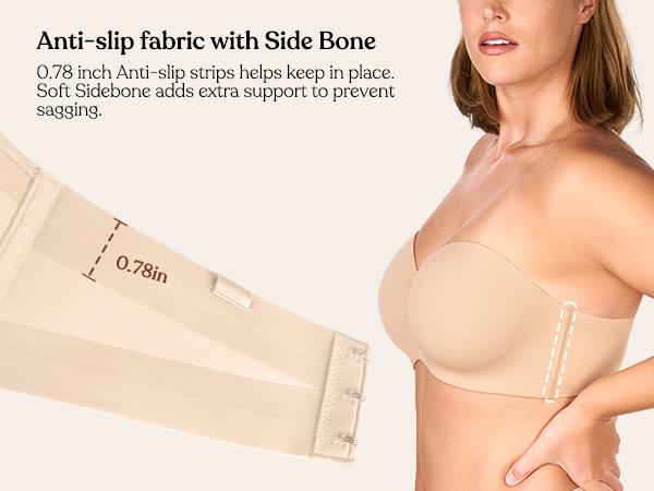 HSIA Women's Plus Size Breya Seamless Strapless Bra, 1/2 Coverage, Breathable Stretch Fabric, Hand Wash Only
