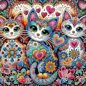 Special Shape Diamond Art Kits for Adults, Funny Cat 5D Diamond Painting Kits for Beginner, Gem Art, Animal Diamond Crystal Rhinestones Painting Kits for Home Wall Decor Gift, 11.8x11.8 in