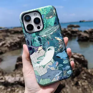 Shark Ocean Theme Phone Case, Marine Life Design, Sea Animal Print, iPhone 17, 16, 15, 14, 13, 12, 11