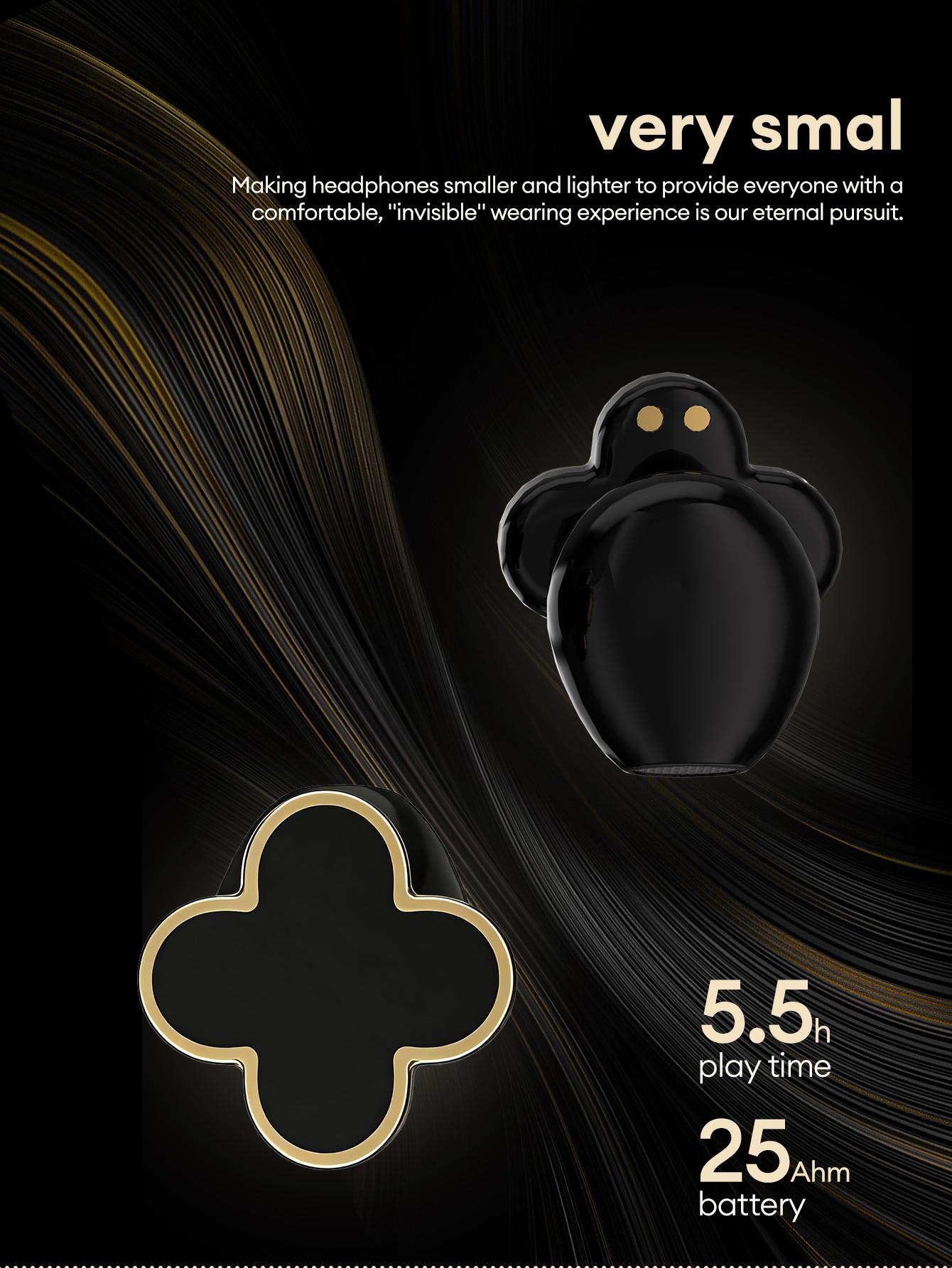 PAXA YX66 Four-Leaf Clover Wireless Earbuds with Bluetooth 5.4, Stable Connection, ENC Call Noise Cancellation, Super Stereo Sound, Luxury Retro Jewelry-Style Design for Women, Elegant Charging Case, Compatible with Android & iOS, Ideal Gift for Girls