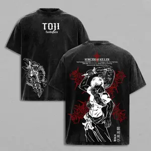 Toji Fushiguro Tee Washed – Jujutsu Kaisen: Execution The Shibuya Incident × Culling Game Prelude Vintage Oversized Heavy Cotton Double Printed Front & Back Anime Manga T-Shirt, Retro Unisex Streetwear Battle Scene Edition, JJK Sorcerer Killer Graphic Top