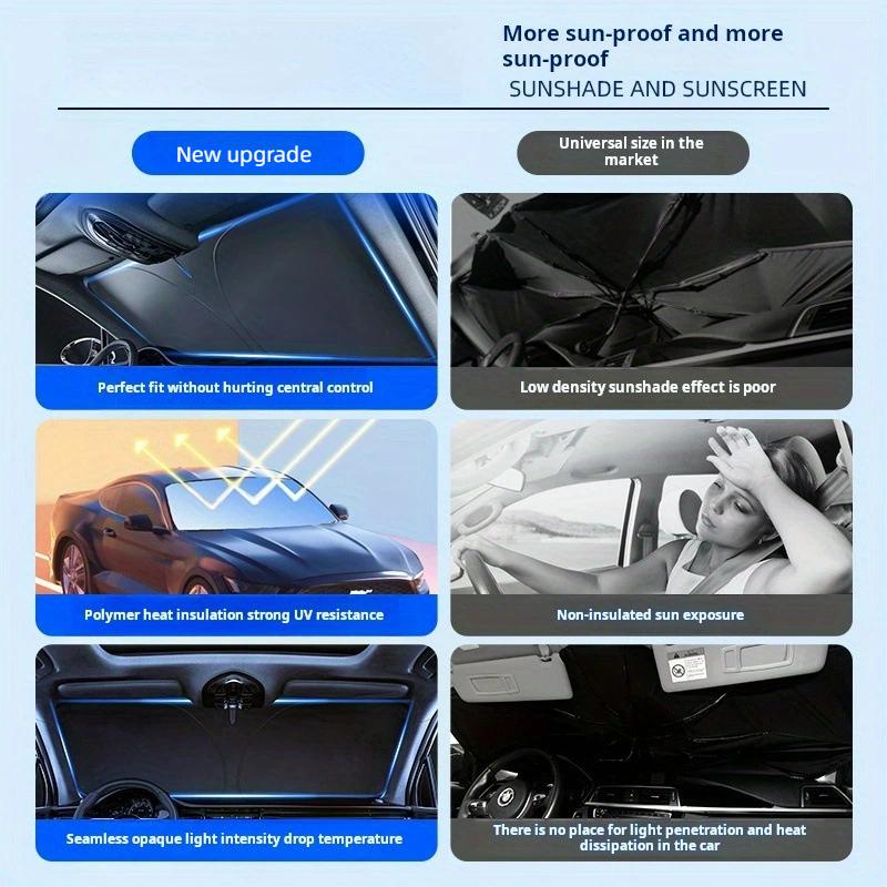 Foldable UV Protection Windshield Sunshade, Car Front Window Heat Insulation Sunshade, One Second Installation, Easy Storage, Compatible With Multiple Car Models, Men's and Women's Car Exterior Accessories, Car Supplies