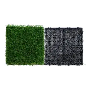 VEVOR Artifical Grass Tiles Interlocking Turf Deck Set,  , 18 Pack - 12"x12", Synthetic Fake Grass Self-draining Mat Flooring Decor Pad, Perfect For Multi-Purpose Indoor Outdoor Entryway Scraper Dog Mats