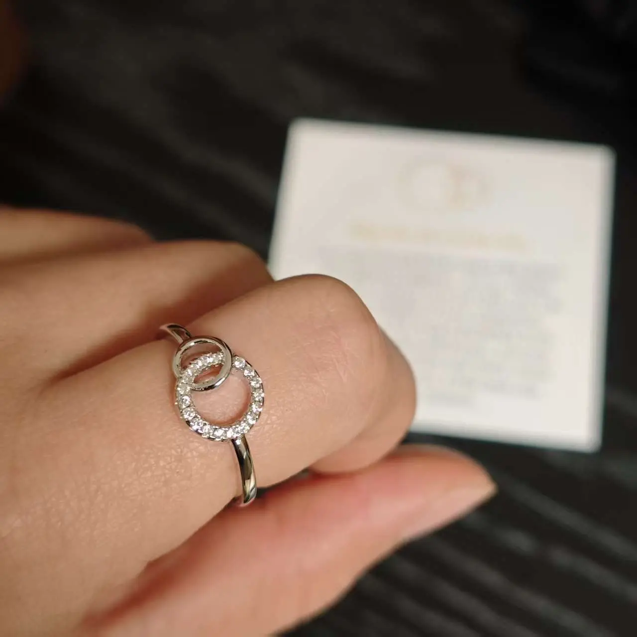 Simple interlocking double hoop ring — sister’s friendship ring — double-circle design that will never separate