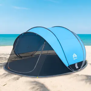 Night Cat UPF 50+ Pop-Up Beach Tent for 2-4 Persons - Easy Setup, Portable Sunshade Shelter 285 x 200 x 115 cm with Mesh Panels & Storage Pockets - Ideal for Family Beach Outings & Picnics tiktokshopspringglowup summervibes,