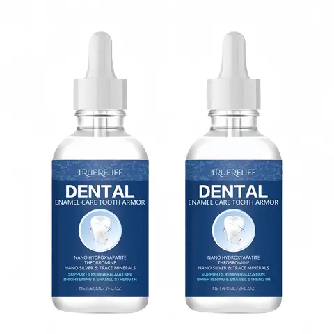 TRUERELIEF Tooth Armor Liquid Drops, Clinical-Grade Fluoride-Free Oral Care for Adults - Nano Hydroxyapatite Teeth Brightener, Brightening Anti-Cavity Protector, Colloidal Silver Sensitive Repair, Clinical-Grade Protection, Daily Family-Friendly Care