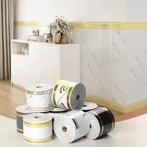 1 roll Self-Adhesive Baseboard, Wall Corner Guard, Peel & Stick Molding, 3.94inch x 196.85inch Vinyl Trim, DIY Floor & Wall Protection, Removable Skirting Board, Countertop Edge Guard, Ceiling Corner, Easy No Tools Installation