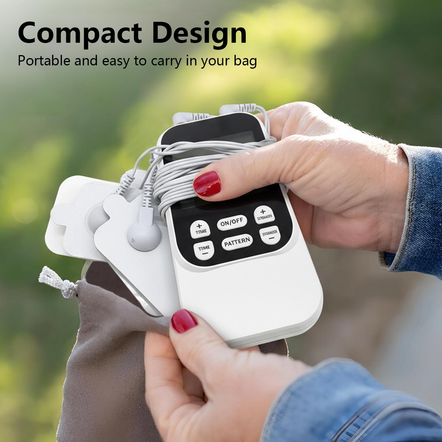 WCOLUE Dual Channel TENS EMS Unit 10 Modes Muscle Stimulator for Pain Relief, Rechargeable TENS Machine Massager with 4 Pads, Safe & Portable with 30 Intensity Levels, Best gift for friends and family, Valentine's Day gift