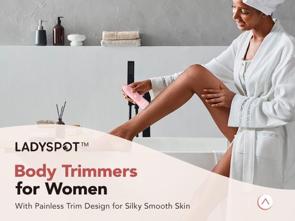 LADYSPOT Ceramic Bikini Trimmer for Women - Electric Waterproof Rechargeable Body Hair Trimmer with Detachable Head Cord, Precise Safe & Easy Portable for Arms & Legs & Body, Enojoy Outdoorfun