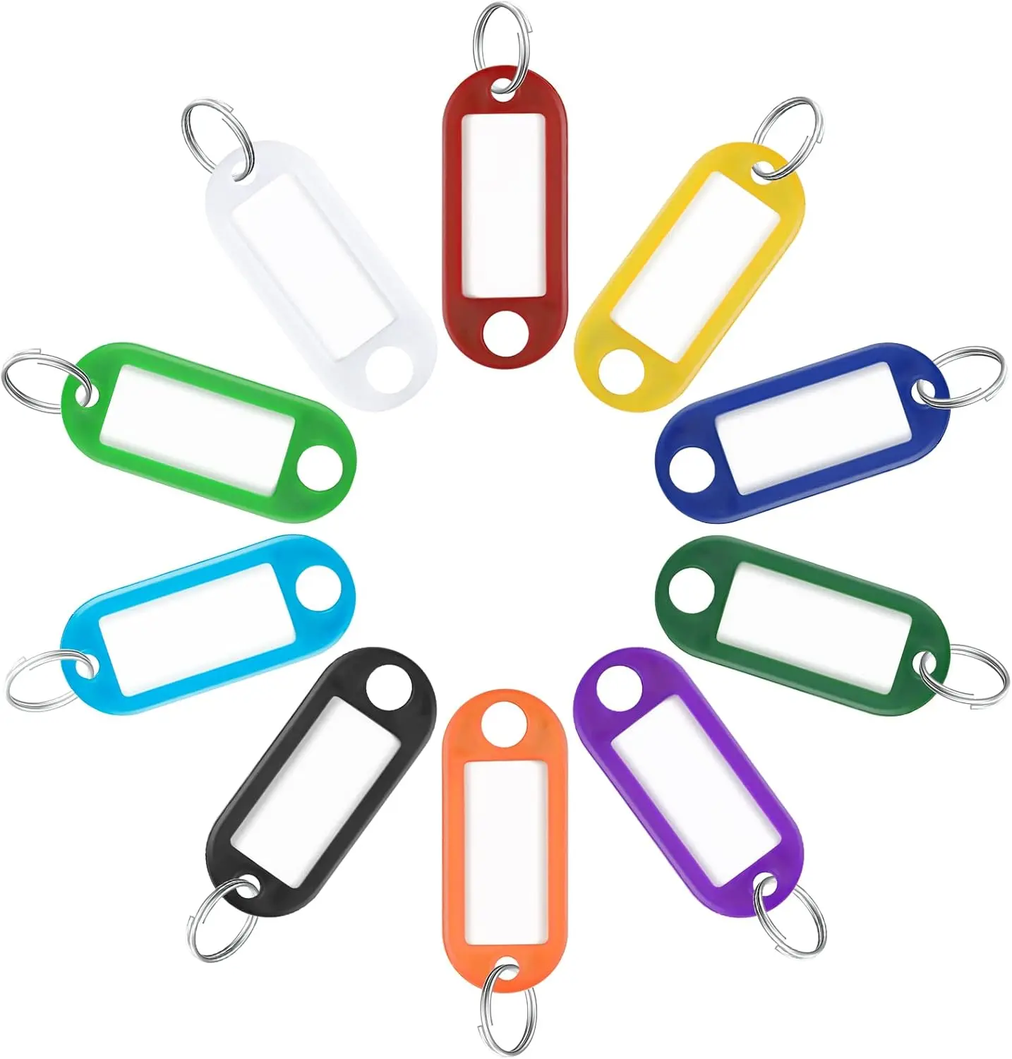 40 Pack Tough Plastic Key Tags with Split Ring Label Window, Assorted Colors 40 Pack Tough Plastic Key Tags with Split Ring Label Window, Assorted Colors
