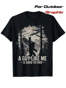Funny Sasquatch T-Shirt for Men & Women - "A Guy Like Me Is Hard to Find" Cryptid Design with Pine Tree & Silhouette, 100% Cotton Casual Outdoor Tee, S-XXXL Sizes for, Camping & Cryptozoology Fans, Halloween, Mens Tshirt, Oversized Tshirt Women, Vintage G