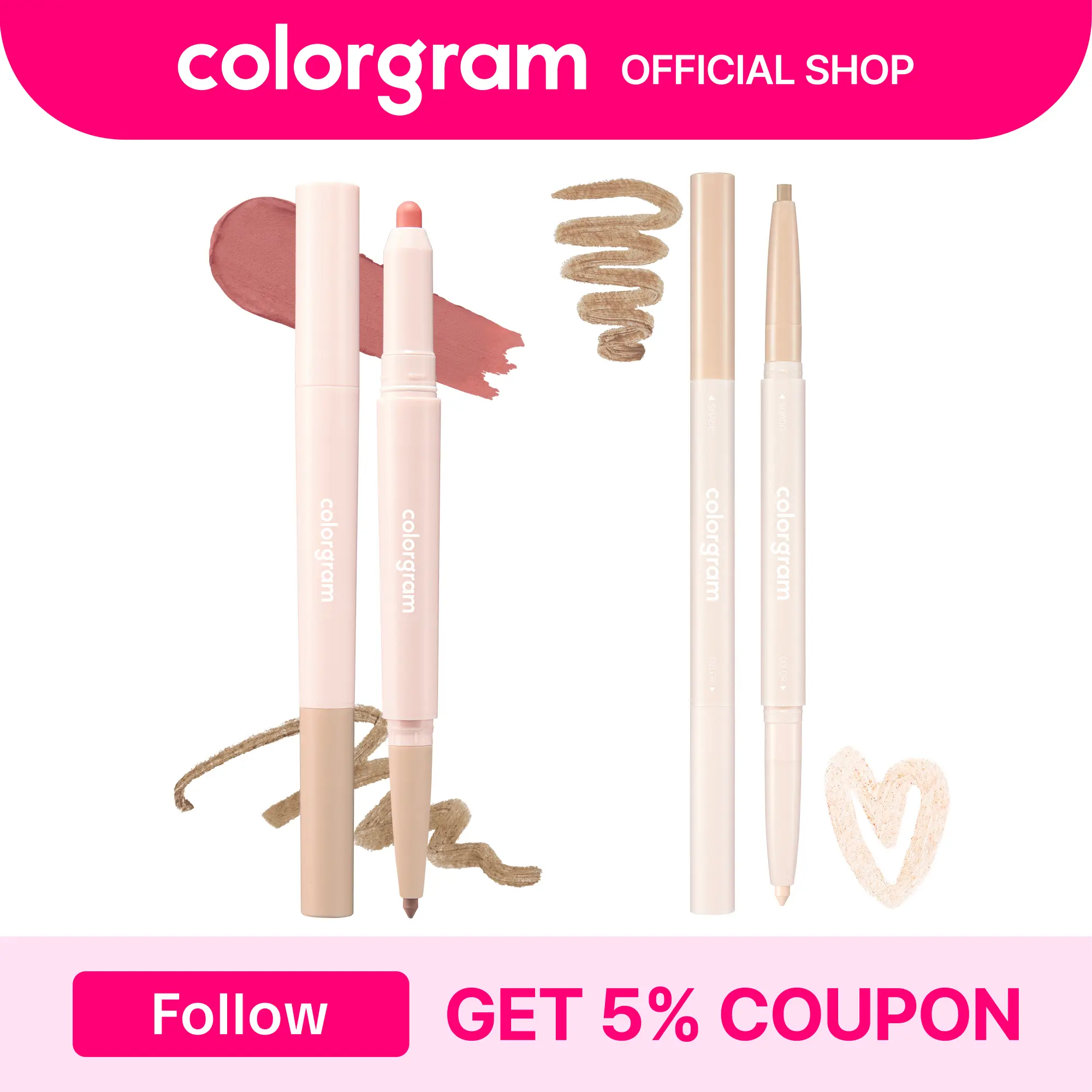 Colorgram Over-Lip & Aegyo-Sal Under Eye Highlight Stick Duo | Fuller Lip Line + Bright Eye Glow I summervibes