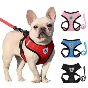 Adjustable Cat & Dog Harness with Lead Leash Breathable Mesh Vest,360 Swivel No Tangle Walking Leash,Reflective, Polyester for Small Pets