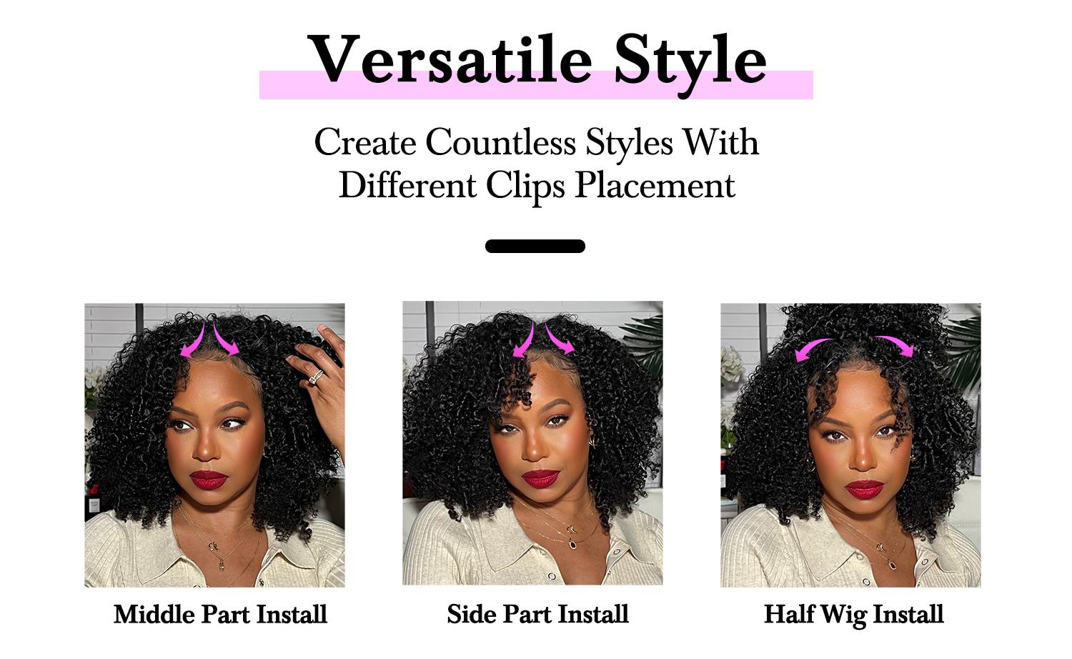Vshow Kinky Curly Hair V Part Human Hair Wig With Drawstring All Size Fit 250% Density Glueless V Part Wig For Black Women Natural Blend Kinky Curly Wigs #springfresh