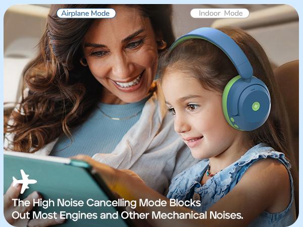 iCleverKids BTH20 Active Noise Cancelling Headphones 60H Play Time 80dBA Volume Limit Bluetooth 5.4 Audio Headset Electronic