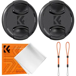 K&F CONCEPT 55mm Front Lens Cap Cover Kit, 5-in-1 Center Pinch Lens Cover + Anti-Loss Keeper + Microfiber Cleaning Cloth Compatible with Canon, Nikon, Sony, Fujifilm Camera Lenses with 55mm Thread