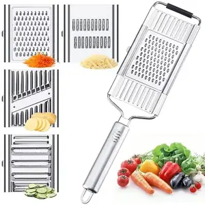 Stainless Steel 4 in 1 Multi-Purpose Vegetable Slicer NewlyUpgraded,with 4 Adjustable Blades for Various Vegetables，An excellent gift choice for Christmas and New Year.