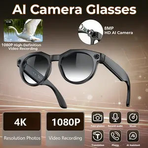 Multifunctional Smart AI Camera Glasses with 8MP Camera, Photochromic Lenses, Built-in Smart Voice Assistant, 160+ Languages Real-Time Translation, Bluetooth, Video Recording, Touch Adjustment, Hands-Free Photo &  Recording for Travel, Conferences .