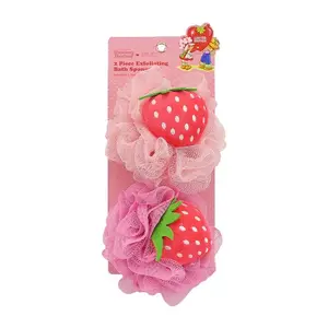 Strawberry Shortcake Bath Sponge Set - 2 Piece Exfoliating Bath Sponges with Strawberry Design for Gentle Exfoliation