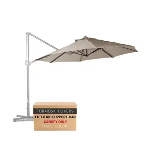 11ft Cantilever Supported Bar Umbrella 8 Rib Replacement Canopy Taupe rust resistant cantilever Solar  Cantilever Patio Umbrella