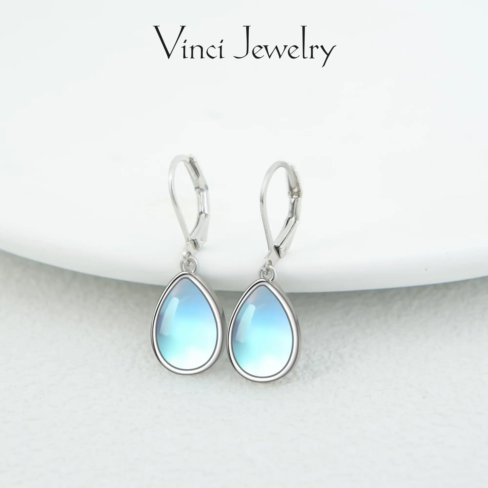 925 Sleek Synthetic Moonstone Drop Earrings with Hypoallergenic Sterling Silver Design, Elegant Dangle Earrings Jewelry for Women, Valentine's Day Birthday or Love Gift for Girls, Perfect for Daily Wear and Party