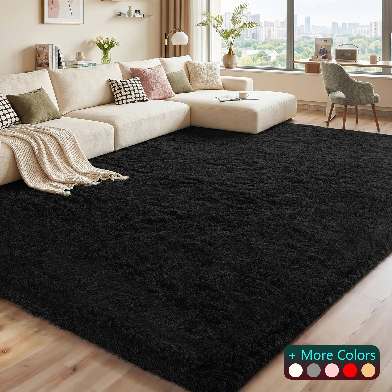 【Summer wins】 Living Room Rugs Bedroom Rugs, Ultra-Soft Plush Fluffy Shaggy Area Rug, Washable Non-Slip Soft Carpet with 4 Free Rug Grippers, for Kids Room Nursery Dorm Playroom Pet Friendly Modern Home Decor, Multiple Sizes 4x6 5x7 6x9 8x10 9x12 10x14