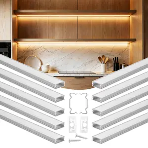 【fathersdaygift】VEVOR 10-Pack 6.6 ft/2M U Shape LED Aluminum Channel, with Milky Cover, End Caps and Mounting Clips, Aluminum Profile for LED Strip Light Installations, Easy Installation, for Under Cabinet Counter