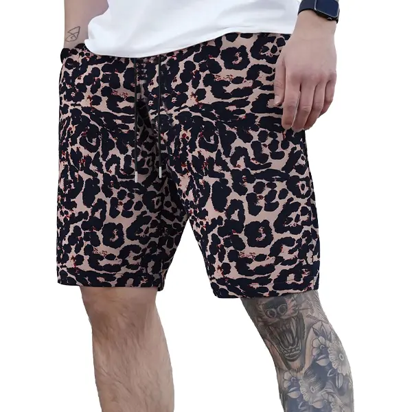 Men's Retro Leopard Full-Print Shorts - Menswear, Stylish Casual Streetwear Bottoms, Summer Streetwear Printed Graphic Men's Shorts