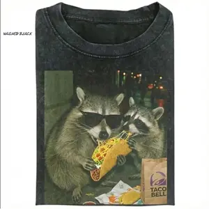 [Flashsale up to 70%]Raccoon Eating Taco T-Shirt – Funny Meme Graphic Tee, Silly Animal Humor Shirt, Vintage Retro Unisex Top, Cute Raccoon Lover Gift, Gift for Men, Women funny shirts for women, Womenswear Cotton Top Streetwear