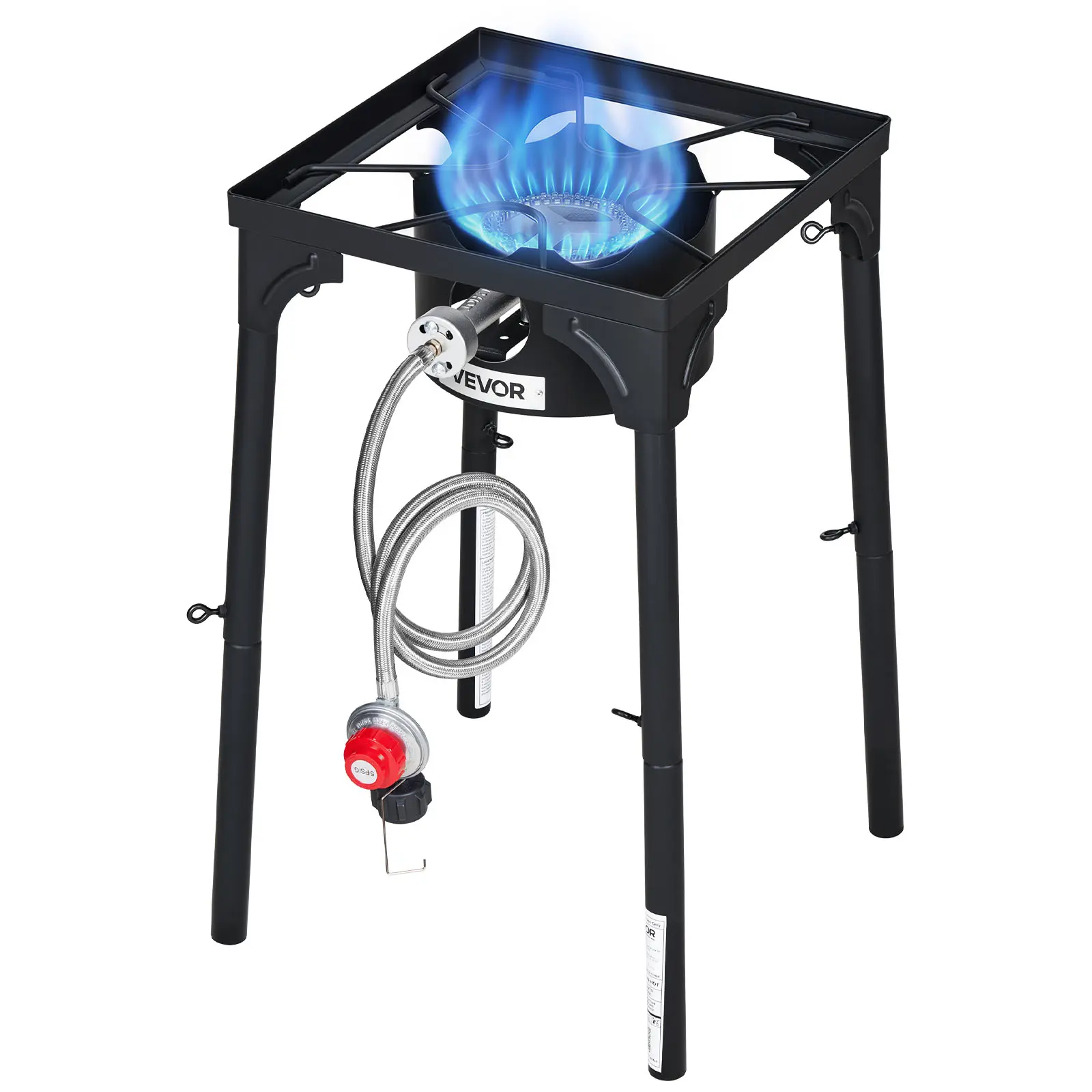 【SummerFinds】VEVOR Propane Camping Stove, Heavy Duty Carbon Steel Single Burner Outdoor Cooker, 100,000 BTU with Tall Stand & Regulator for BBQ, RV, Patio
