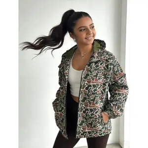 Women's Camouflage Hoodie Jacket - Full Zipper Leading Hoodie, Casual Camouflage Zipper Jacket, Suitable for Daily and Outdoor Wear, Women's Clothing