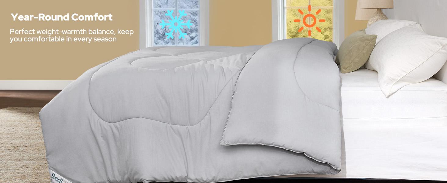 SpringGlowUp【BEDLORE】Luxurious Hotel Collection All-Season Down Alternative Comforter Duvet Insert – Ultra-Soft Chinese Knot Pattern Quilted Design, Machine Washable with Corner Tabs for Home, Guest Room, or Dorm