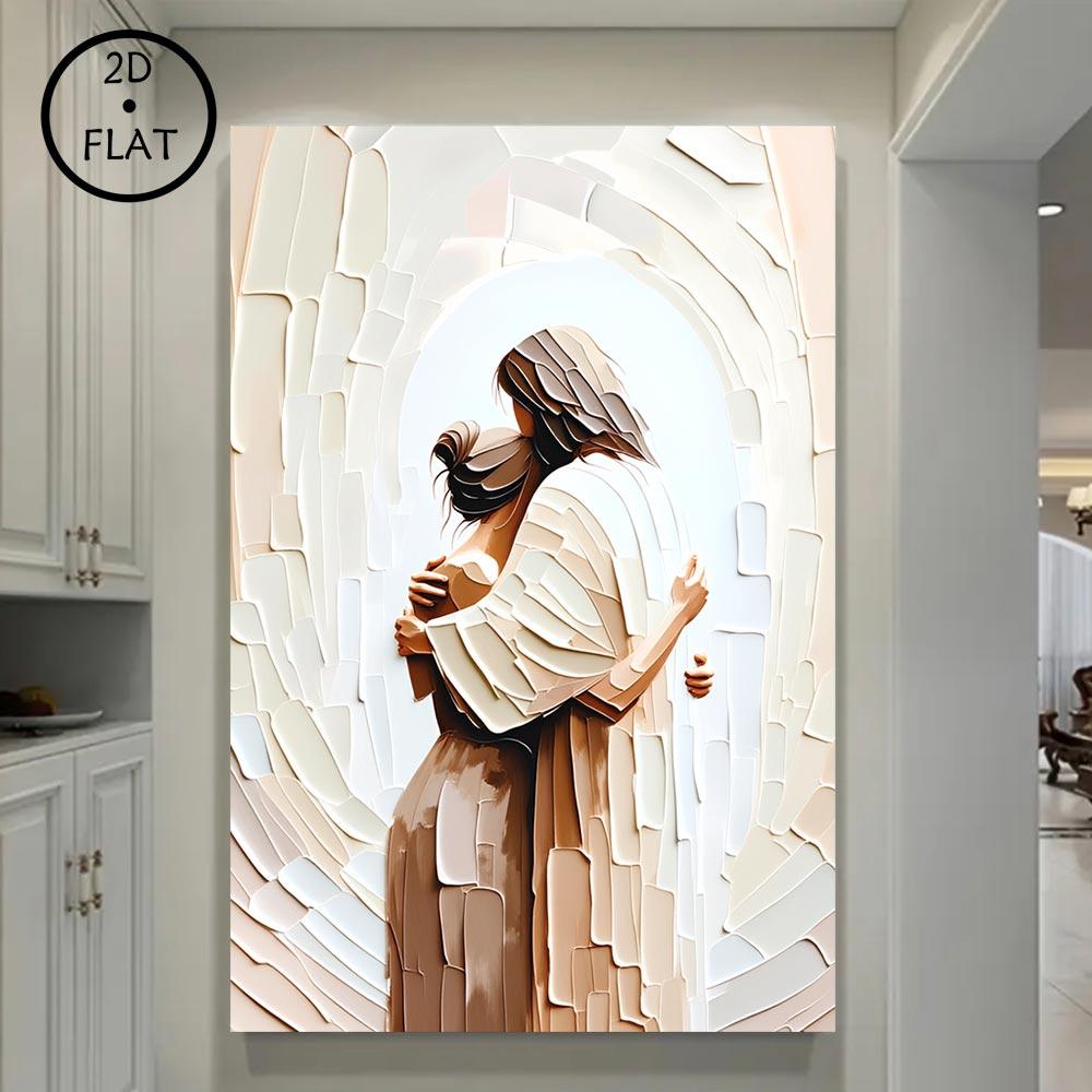 Jesus Embracing Woman Canvas Wall Art Eco-Friendly Fade-Resistant Waterproof UV-Protected Vibrant Colors Frame-Style for Church Home Living Bedroom Dining Office Prayer Room Decor Artwork