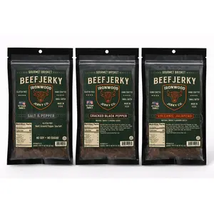 Ironwood Jerky Co. The Pepperhead 3-Pack Savory Jerky Bundle - Clean Salt & Pepper, Cracked Black Pepper, Volcanic Jalapeño - No Sugar, No Fruit, Bold Flavor