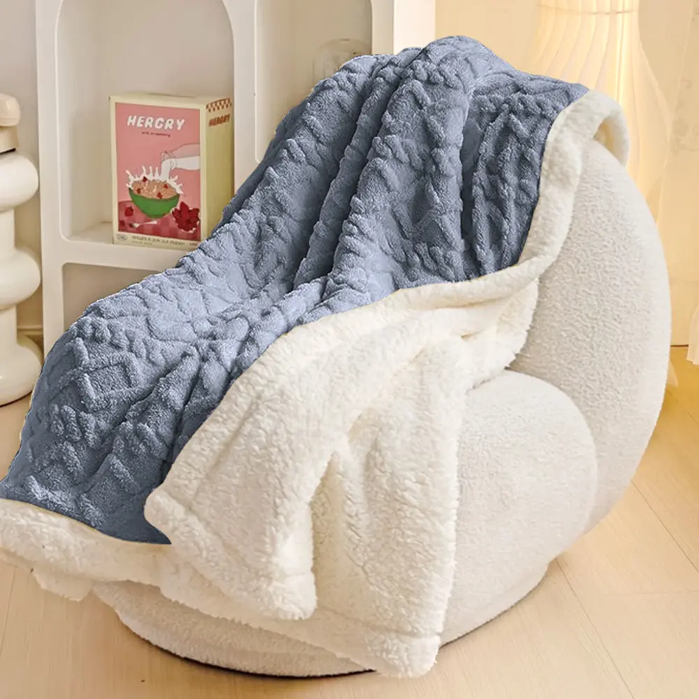 Snooztex Ultra-Soft Sherpa Fleece Throw Double-Layer Blanket for Bed –Fluffy & Cozy, Cable Jacquard Tufted Gift for Women, Home Decor Thick & Warm Winter Blanket Machine Washable, Perfect Home Upgrade
