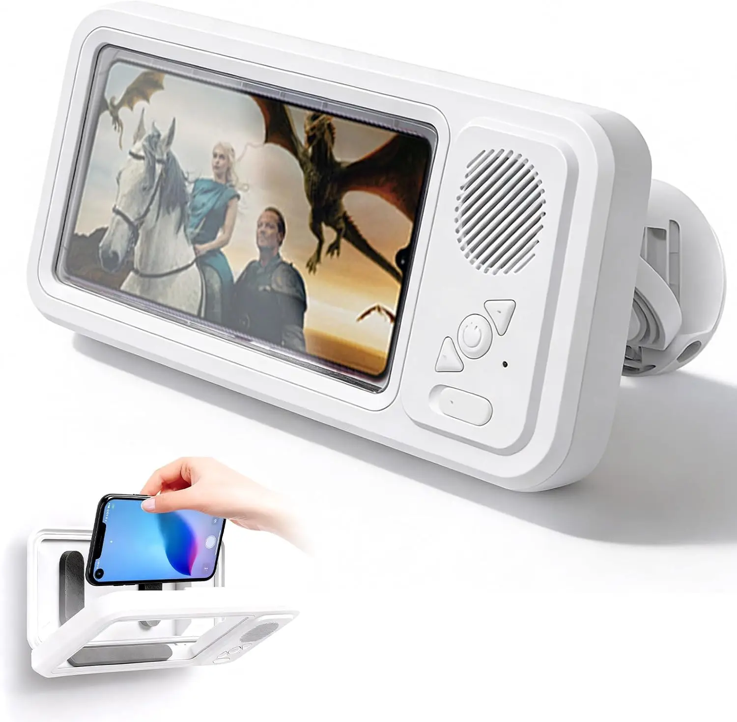 2026 Waterproof Phone Holder for Shower with Bluetooth Speaker,360° Rotatable Mount with Volume Adjustment Button,Shower Phone Holder Waterproof for 4" - 7" Cell Phone Smartphone Audio Video Karaoke shower phone holder