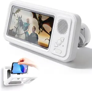 2026 Waterproof Phone Holder for Shower with Bluetooth Speaker,360° Rotatable Mount with Volume Adjustment Button,Shower Phone Holder Waterproof for 4" - 7" Cell Phone