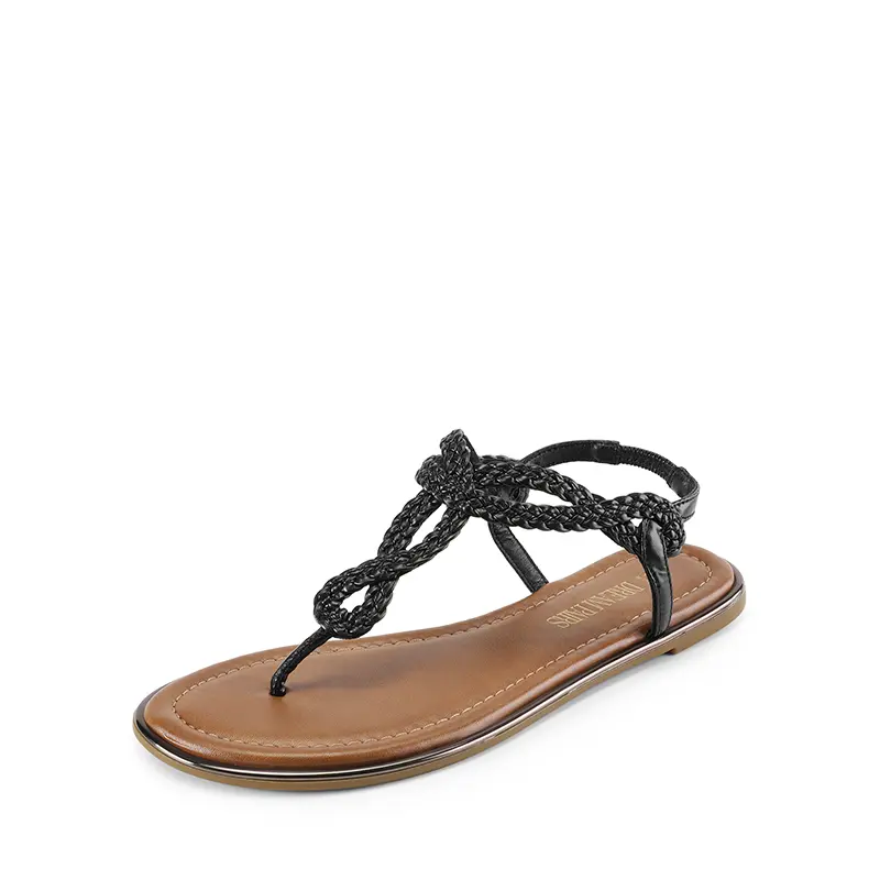 DREAM PAIRS Women's Fashion T-Strap Thong Flat Sandals - Braided Strap, Slingback, Soft Bottom Women's Casual Walking Footwear, Braided Strap Sandals, Slingback Sandals