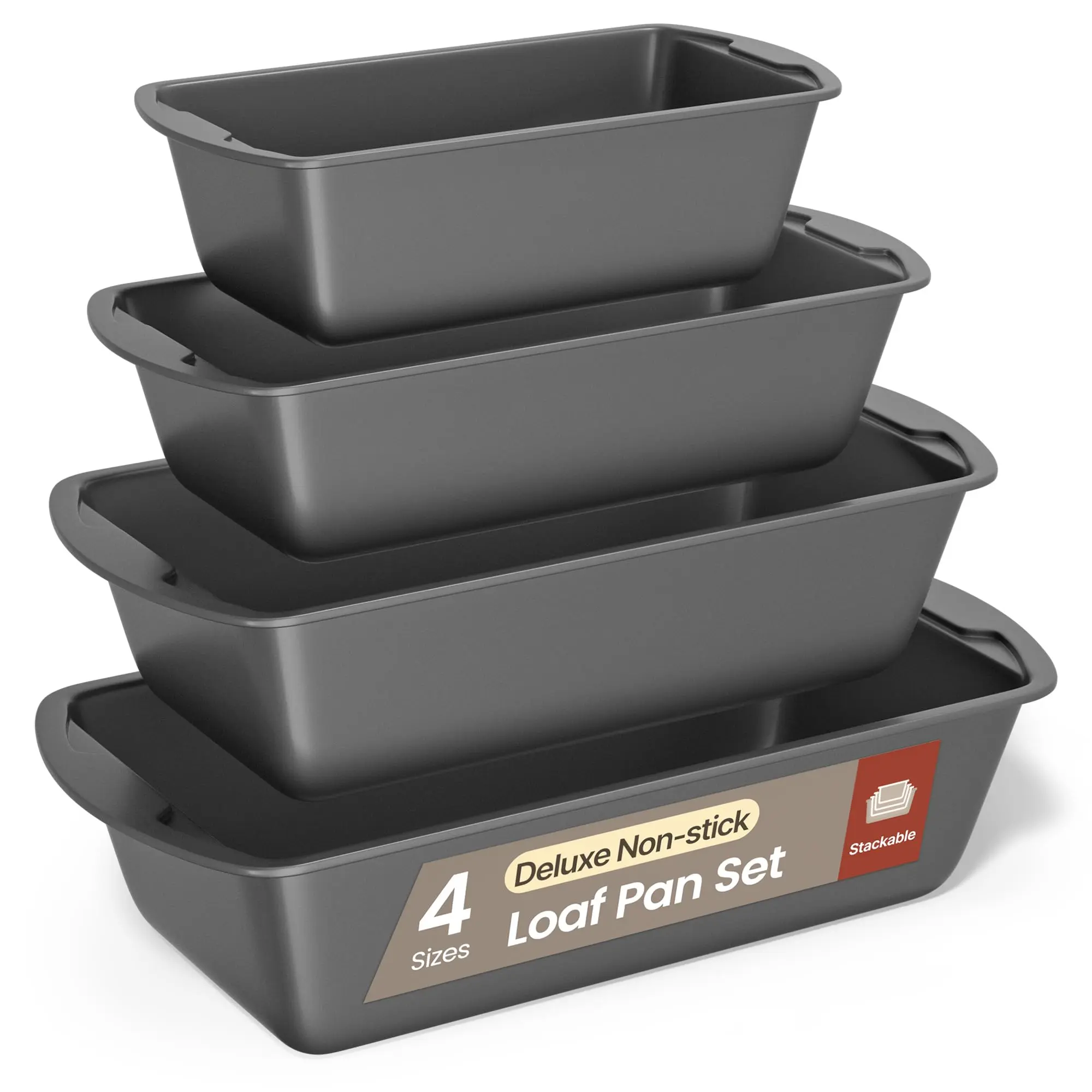 4-Piece Bread Pan Set, Luxury Non-Stick Carbon Steel for Perfect Bread and Cakes, Dishwasher Safe, Premium Pans for Home Baking